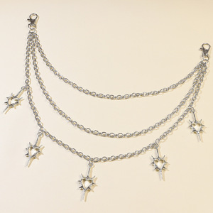 Cadena de cintura multicapa con colgante de corazón de espina, de aleación de zinc, estilo hip hop, cadena corporal de moda para uso diario - Product Image 3