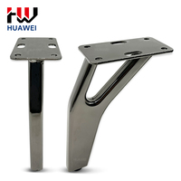 Pieds de meubles en métal gris poli en forme de V HUAWEI, 15 cm, 18 cm, pieds de canapé robustes pour canapé, armoire
