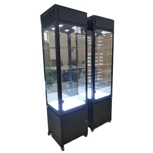 Retail Led Display Light Glass Door Acrylic Jewelry Display Rack Cabinet Floor Stand Showcase Metal Display Case Stand With Lock