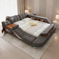 Ensemble de lits modernes King Size rembourrés intelligents avec massage et USB multifonction, pour chambre à coucher, meubles de maison, également disponible en Queen Size