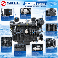Moteur marin SDEC SC38W1000.12CA1 720kW 979HP 38.2L à commande électronique du carburant pour navires de transport lourd, de pêche et de travail