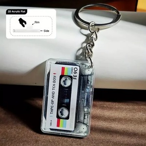Nuovo Portachiavi 2D in Acrilico con Superficie Piatta, Design Creativo <span class=keywords><strong>a</strong></span> Forma di Cassetta Musicale, Decorazione per <span class=keywords><strong>Zaino</strong></span> e Auto - Product Image 3