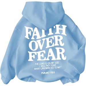 Foxa Girl's Faith over Fear เสื้อแขนยาวมีฮู้ดเสื้อสวมหัวสไตล์ Preppy เสื้อถักระบายอากาศ - Product Image 1