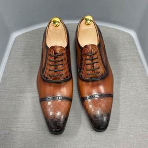 2026 Men's Party Shoes with Anti-Odor Rubber Toe Spring Autumn Winter Camouflage Genuine Leather Upper Lace-up Oxford Style - Product Image 1