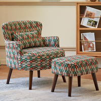 Fauteuil de loisirs en bois massif de style américain moderne, fauteuils en tissu pour le salon, canapé-lit