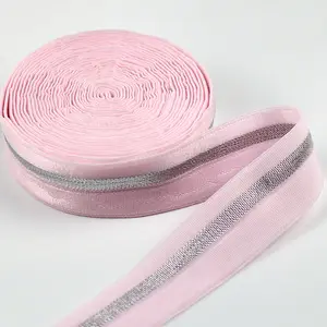 20 Mm Garment Accessories Nylon Glitter Fold Over Elastic Webbing Band Sewing Shiny Fold Bias Binding Tape Elastic