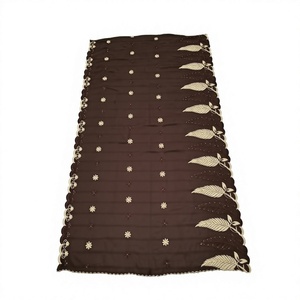 Women Brown <b>Chiffon</b> Leaf Embroidered <b>Scarf</b> Lightweight Breathable Elegant Shawl Modest Head Wrap Wholesale OEM - Product Image 1