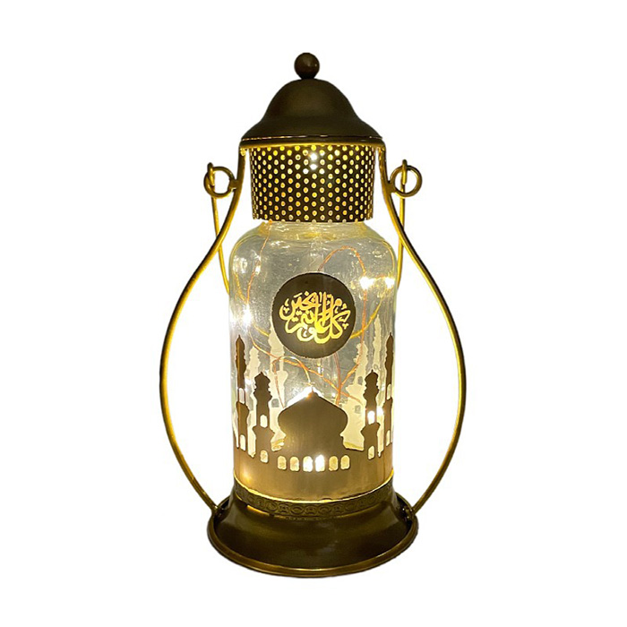 Dropshipping Ramadan lanterna Eid Mubarak elemento ferro cavallo LED luce Eid Ramadan islamico Indoor Home Party Decor Festival