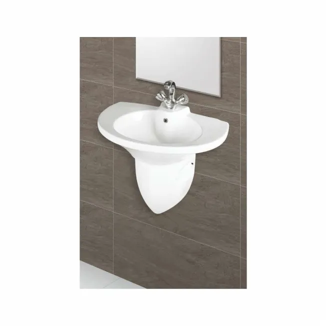 Hot Selling Spenta Half Pedestal Wash Basin WALL HUNG BASIN Wall Hung Basin With Fixing Accessories, Size: 550x450 mm