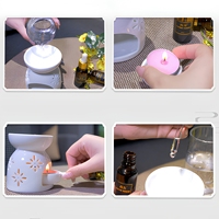 Diffuseur d'huiles essentielles en céramique léger, 4 pièces, brûleur d'encens, porte-bougie blanc en céramique