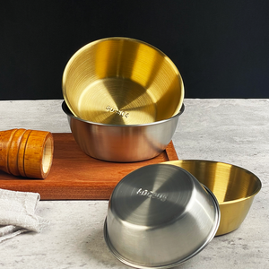 وعاء سلطة مطلية بالذهب ، طقم من الفولاذ المقاوم للصدأ على الطراز الكوري لتوريد المطاعم والفنادق - Product Image 3