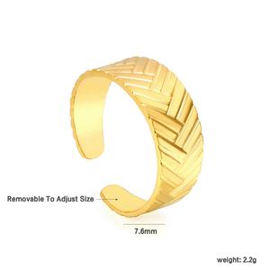 Anillos Minimalistas Huecos de Acero Inoxidable Chapados en Oro de 18K al por Mayor, Joyería Moderna Impermeable, Anillos Abiertos Gruesos para Mujer - Product Image 2