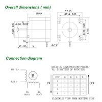 Moteur pas à pas bipolaire Nema 23 1.8 Deg 3nm moteur pas à pas numérique faible bruit pour imprimante 3D/Laser/Machine CNC
