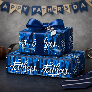 Papel de Regalo Azul Feliz Día del Padre Original - Product Image 4