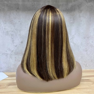 Wholesale Brazilian Remy Human Hair Dark Color Straight Fringe <b>Bob</b> <b>Wig</b> Short 12-Inch - Product Image 5
