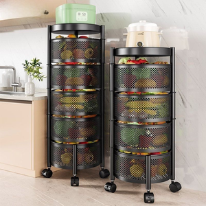 Meerlagig Gietijzeren Keukenrek Met Wielen Beweegbare Stand Specerij Opslag Plank Groenterek Eenvoudige Installatie Opberghouder - Product Image 4