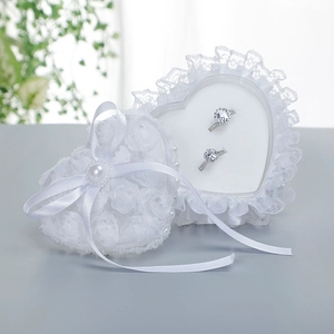Coussin porte-alliances en satin blanc pour mariage, pour la mariée, <span class=keywords><strong>le</strong></span> porte-alliances, la demoiselle <span class=keywords><strong>d</strong></span>'honneur, boîte pour cérémonie, échange de vœux, cadeau de fête - Product Image 3