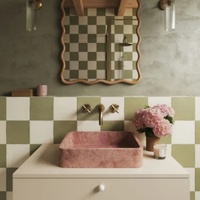Lavabos de luxe en pierre naturelle travertin rouge italien pour hôtel résidences haut de gamme décor de salle de bain