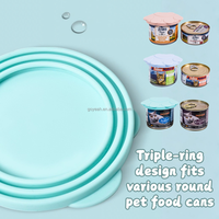 Couvre-boîtes universels en silicone pour chiens et chats, mignons, non toxiques, avec cuillère