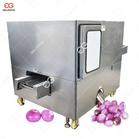 Fully Automatic 500kg h Processing Unit Peel Small Shallot Peeling Onion Top and Tail Cutter Onion Root and Stem Cutting Machine