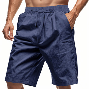 2025 American Style <strong>Linen</strong> <strong>Men's</strong> Summer <strong>Shorts</strong> Cross-Border Solid Pattern Zipper Fly Closure Loose Beach Casual Outdoor Wear - Product Image 3