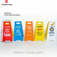 Panneau de signalisation jaune personnalisé avec logo 60x29cm ATTENTION SOL MOUILLE, en plastique, Pliant, Interdiction de stationnement, Panneau d'avertissement pour entrée de hall