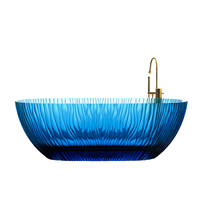 Baignoire autoportante moderne en résine transparente de 1.8m avec égouttoir de forme ovale à 4 jets pour le trempage dans n'importe quelle salle de bain