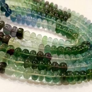 Perles rondes en fluorite naturelle multicolore, 8 mm, vendues par brin de 8 pouces de long - Product Image 1