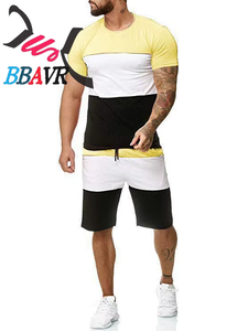 Summer Sport Men <b>T</b> Shirt <b>Track</b> Suit 2 Piece Running Shorts Striped <b>T</b>-shirts Quick Dry Short Tracksuit Set - Product Image 4