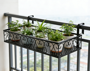 Iron <strong>Hanging</strong> Railing <strong>Planter</strong> with Hooks Balcony <strong>Fence</strong> Flower Pot Holder Decorative Plant Rack for Patio Garden Deck - Product Image 1