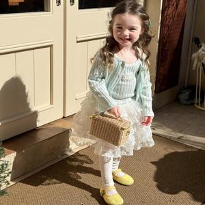 Tongxingyuan Girls' Korean Style Camisole Cardigan Set Lace Tulle Skirt Spring Outfit Children's Clothing Two Piece - Product Image 3