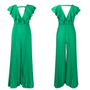 Nuevo Mono de Moda para Mujer con Escote en V Profundo, Cintura Alta, Sexy, con Volantes y Pierna Ancha - Product Image 5