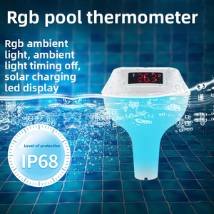 Nổi hồ bơi kỹ thuật số Nhiệt kế với năng lượng mặt trời sạc RGB ánh sáng và không dây cảm biến nhiệt độ - Product Image 5