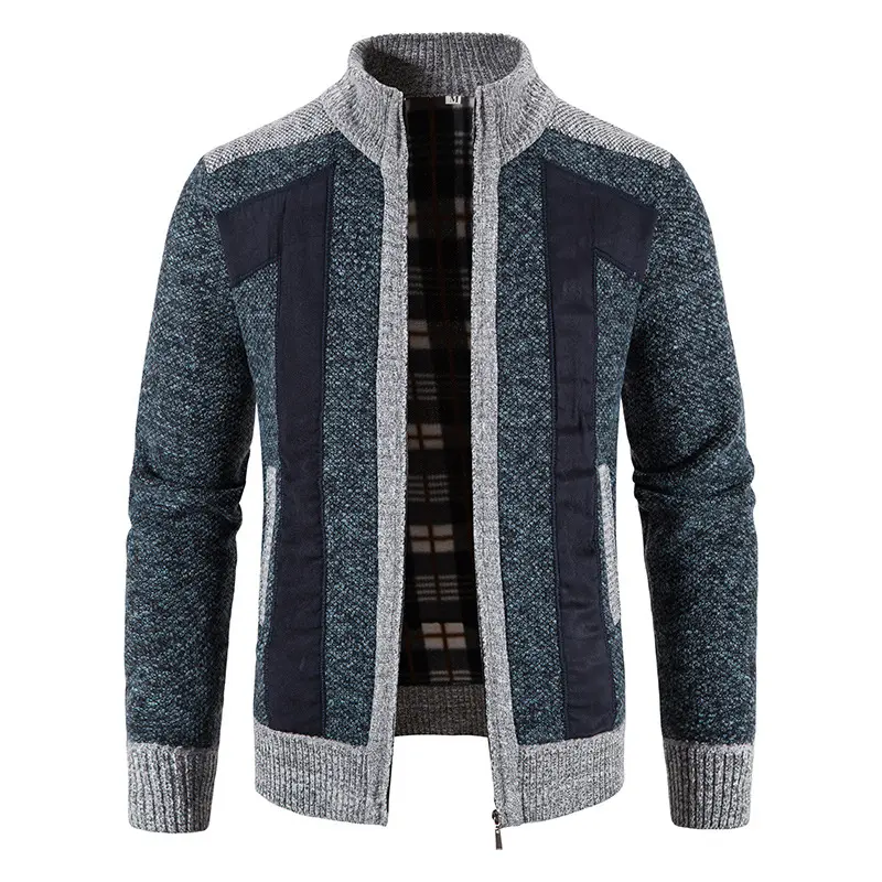 OEM Custom Fall Winter Knitwear Zip Up Knitted Coat Jacket Sweater Cardigan for Men
