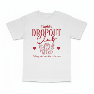T-shirt Heavyweight di Cupid's Dropout Club, divertente maglietta grafica per San Valentino, maglietta unisex in cotone a maniche corte con collo rotondo - Product Image 1
