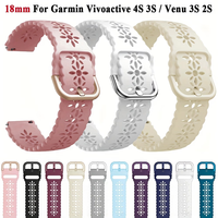 Bracelet de montre en silicone durable de 18 mm pour Garmin Forerunner 255S/265S Vivoactive 3S/4S - Ajustement confortable, bracelet réglable, sport