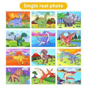 Libro de Pegatinas de Colores Brillantes con 12 Divertidas Escenas Jurásicas de Dinosaurios, 2 en 1, para que los Niños se Diviertan Coloreando - Product Image 3