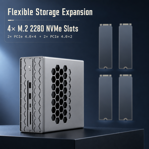 Ai Max+ 395 มินิพีซี 128GB LPDDR5X Radeon 8060s 10GbE 2.5G LAN 4 M.2 NVMe USB4 WiFi 7 8K เวิร์กสเตชัน Aos-saimp3951281tst Powered - Product Image 3