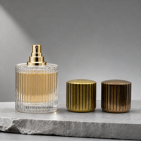 Tapa de Perfume Cilíndrica de Aleación de Zinc con Rayas Verticales Estilo Vintage, Tapa Metálica en Bronce Dorado Antiguo para Botella de Perfume