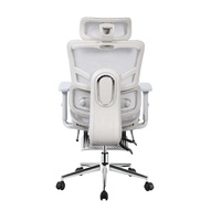 Chaise de bureau moderne pour la maison, design ergonomique, pivotante, en maille, grise, avec repose-pieds rétractable
