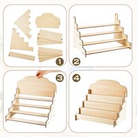Présentoir de Comptoir Pliable en Papier Naturel à 4 Niveaux pour Cartes Postales, Cartes de Visite et Vitrines de Fournisseurs de Salons Artisanaux