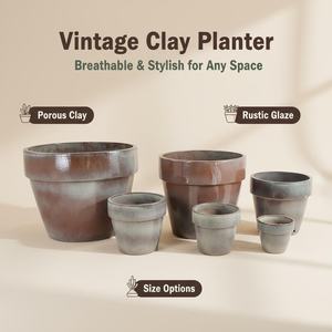 Grands pots <span class=keywords><strong>de</strong></span> fleurs en céramique pour jardin, avec trous <span class=keywords><strong>de</strong></span> drainage, finition émaillée, durables, écologiques, design moderne et classique, pour l'intérieur. - Product Image 5