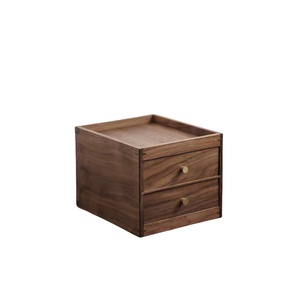 Classica Scatola Portaoggetti a Tre Livelli in Legno di Noce Nero Nordamericano, Cassetto da Scrivania per Tè, Dolci, Ufficio e Soggiorno - Product Image 1