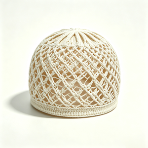 Unisex Hollow Crochet Mesh Beanie Summer Breathable Cotton Yarn Skull <b>Cap</b> Custom ACE <b>Mountain</b> Woven Label Character - Product Image 4