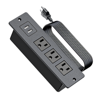 Multiprise Encastrable avec Deux Ports USB-A, Station de Recharge Discrète pour Meuble, Prise d'Alimentation pour Table de Chevet ou Table d'Appoint