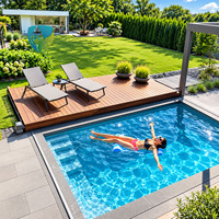 Couverture de piscine modulaire coulissante rétractable de haute qualité, sans fil, intelligente, en composite WPC, pour villa, paysage, économie d'énergie