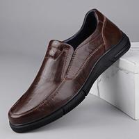 Mocassins classiques pour hommes en cuir de vachette, doublure en PU souple, semelle extérieure légère en PU, chaussures décontractées confortables pour tous les jours