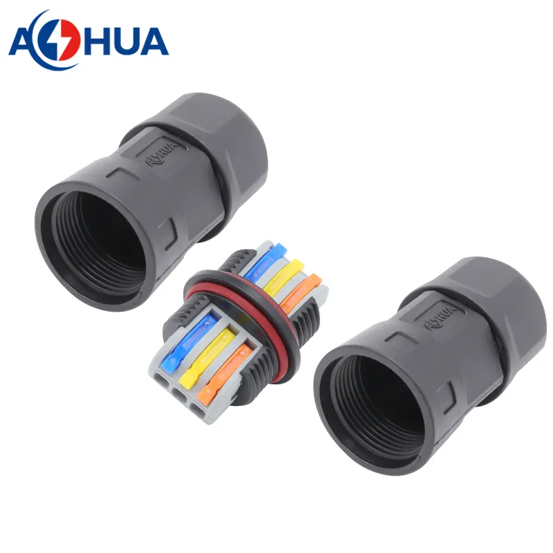 Aohua IP67 M25 conexión rápida tipo tornillo impermeable cable de alimentación 3pin nylon conector