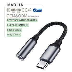 محول USB <span class=keywords><strong>C</strong></span> إلى ، محول أنثى مع DAC Hi Res صوت 24bit/kHz من النوع <span class=keywords><strong>C</strong></span> إلى headaux Jack Dongle كابل صوت نايلون مضفر - Product Image 1