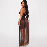 Robe de soirée moulante marron scintillante Joydressing avec franges, corset sexy et mini-jupe à pampilles, dos nu, vente en gros et personnalisation